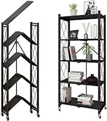 Featuring three shelves and a decorative metal pipe design, this unit can support up to 50 pounds. Amazon Com Metal Storage Shelves With Wheels