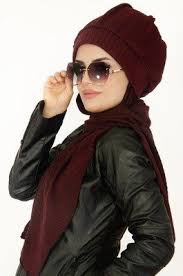 Aise Tesettur Bordo Atkili Sapka Bere Winter Hats Fashion Turban