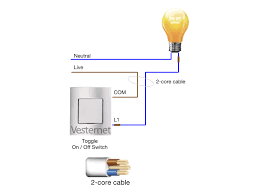 Two way switching schematic wiring diagram (3 wire control). Standard Lighting Circuits Vesternet
