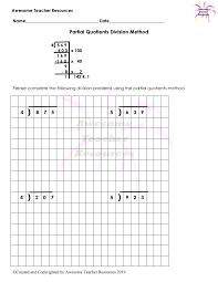 Partial Quotients Division Worksheets Division Worksheets Math Division Teacher Resources