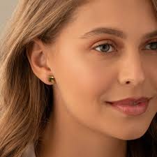 Peridot Stud Earrings Sterling Silver Princess Cut 2 Carats