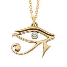 Orgone energy pendant necklace with golden eye of horus & malachite healing stones. Egyptian Eye Of Horus Pendant St Justin