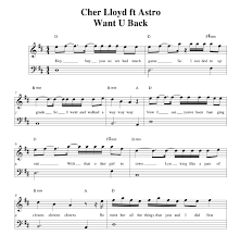 Want U Back Cher Lloyd Sheet Music Cher Lloyd Sheet Music Piano Music