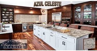 This minimalist kitchen is a lovely balance of light and dark. Azul Celsete Granite Countertops Granite Countertops Kitchen Stone Countertops Kitchen