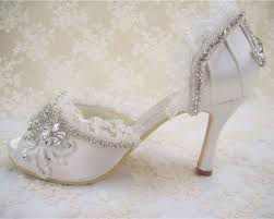 Handmade Lace Diamante Bridal Shoes Peep Toe High Heel Satin Wedding Shoes Uk3 8 Chaussure Mariage Talon Haut Chaussures Mariee