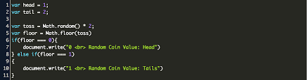 How To Write A Program That Simulates A Coin Toss Using Random Method Of Javascript Math Class Code Example