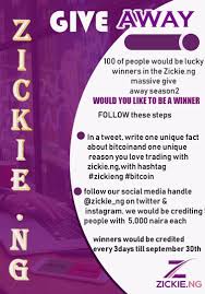 1000 bitcoin = 14867400000 nigerian naira: Makanaki On Twitter There Is A Massive Giveaway Ongoing Use The Hashtag Zickieng And Bitcoin Also Tag And Follow Their Handle Zickie Ng 10winners Would Be Selected Every 3days You Could Be
