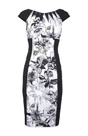 Karen Millen Floral Print Panelling Dress Black And White Fashion Karen Millen Outlet Karen Millen Dress White Fashion Dresses