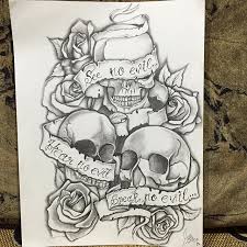 See No Evil Hear No Evil Speak No Evil Tattoo Designs Instagram Photo By Simran Tapadia Jan 21 2016 At 5 29am Utc Skull Tattoo Design Skull Sketch Evil Tattoos
