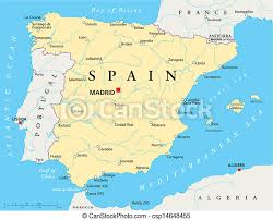 The largest cities in spain are madrid, barcelona, valencia, seville, zaragoza, malaga, murcia, palma de mallorca, las palmas de gran canaria and bilbao. Spain Map Map Of Spain With National Borders Most Important Cities Rivers And Lakes Canstock