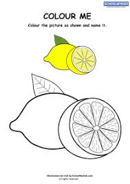 Colour Me Lemon Coloring Pages Worksheets For Preschool Kindergarten Grade Art And Craft Worksheets Schoolmykids Com