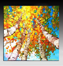 Birch Trees In Fall Paintings Collection Li Discover Collect And Share Awesome Products Tree Art Art Painting Etsy Wall Art