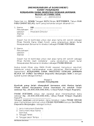 Contoh surat pernyataan penempatan dana di bank. Moa Kerjasama Block Fund Sdb