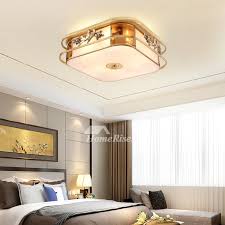 Flushmount base is finished in antique gold. Flush Ceiling Light Flower Bird Carved Brass Gold Square Bedroom Lamp Simple Study Room Unique E27