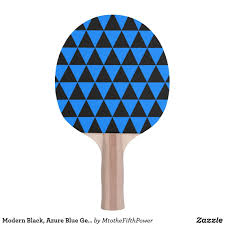 Modern Black Azure Blue Geometric Triangles Ping Pong Paddle By M To The Fifth Power Mtothefifthpower Ping Pong Table Tennis Table Tennis Ping Pong