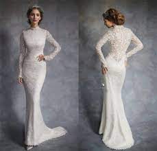 High End High Neck Mermaid Lace White Wedding Dress Long S Long Sleeve Wedding Dress Lace Long Sleeve Mermaid Wedding Dress High Neck Long Sleeve Wedding Dress