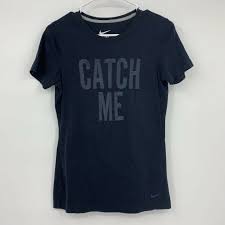 Black Blue And Pink Nike Shirt Nike Womens Slim Fit Black T Shirt Catch Me On Front If You Can On Back Short Sleeves Size Medium Black Pit T Nike Tshirt T Shirts For Women T Shirt
