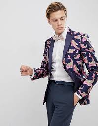 Black And White Floral Suit Harry Styles Moss London Skinny Blazer In Karp Print Blazers For Men Casual Prom Suits Men New Years Outfit