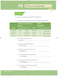 Catálogo de libros de educación básica. El Litro Y La Capacidad Bloque Iv Leccion 73 Apoyo Primaria