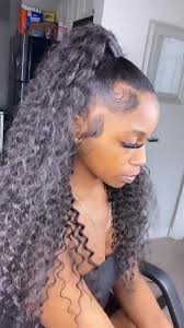 Quickweave Half Up Half Down Curly Sleek Ponytail by @_caciaastylezz .  #bombblackhair #kinnesaw #quickweave #halfuphalfdown