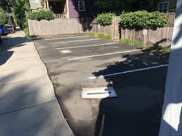 Thermoplastic line markings in gravel. How To Spray Paint Parking Lot Stripes By Hand And Avoid Overspray Home Improvement Stack Exchange