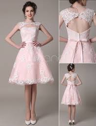 Ins3 (extra $3 off,)👉🏻your online shopping mall for wedding apparel, women&men fashion, costumes etc 👗👠💋👙👜👘💄. Lace Wedding Dress Cut Out Knee Length A Line Bridal Dress With Satin Bow Milanoo Milanoo Com