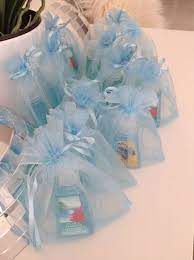 Baby Boy Shower Party Favor In Its Own Baby Blue Bag Baby Boy Shower Party Baby Shower Favor Bag Baby Shower Favors