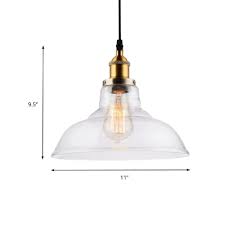 Farmhouse Barn Pendant Lighting Clear Glass Shade 1 Light Hanging Ceiling Light In Brass With Plug In Cord Beautifulhalo Com