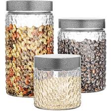 Browse a variety of plastic and glass food containers for lunches, leftovers and more. Glass Canister Set Of 3 Food Storage Containers Kitchen Canisters Glass Jars Set Ebay