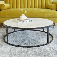 Shop for round coffee table in coffee tables. White Marble Madison Round Coffee Table Brass Marble Tables