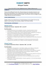 bilingual teacher resume samples