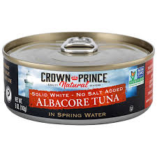 Crown Prince Natural Solid White Albacore Tuna In Spring Water No Salt Added In 2020 Albacore Tuna Tuna In Olive Oil Albacore