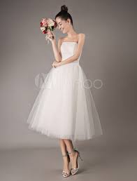 Crea uno stile che porta il tuo nome. Abito Da Sposa Economico 2021 Abiti Da Sposa Vintage Corto In Tulle Senza Spalline Da Cerimonia Nuziale Milanoo Com