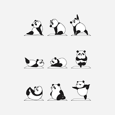 Black And White Panda Background Panda Yoga Panda Artwork Panda Art Panda Illustration