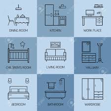 room types icons. linear style