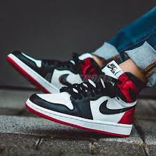 Air Jordan 1 High Black And White Womens Advertisement Ebay Nike Wmns Air Jordan 1 High Og I Aj1 Satin Black Toe Red Wo Shoes Womenshoes Womens Red Shoes Air Jordans Jordan 1 High Og