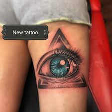 Thos Is My New Tattoo All Seeing Eye Blue Triangle Illuminati Thigh Tattoo Allseeingeye