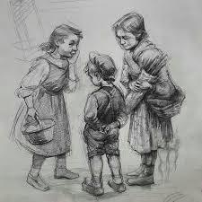 Cocuklar Imgesel Cizimi Figur Cizimleri Sanat Cizim