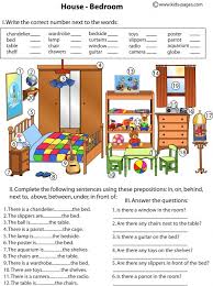Learn english preposition pictures with example sentences, videos and esl worksheets. Bedroom And Prepositions Worksheet