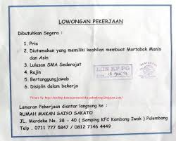 Info Loker Rumah Makan Solo