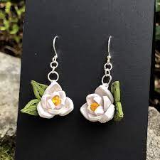 Excited To Share This Item From My Etsy Shop Quilled Southern Magnolia Flower Paper Art Earri Paper Quilling Jewelry Paper Quilling Earrings Quilling Jewelry