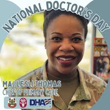 Happy #NationalDoctorsDay to Maj. Lesli Thomas, chief of primary care at  BJACH. Thomas overseas ALL primary care for Soldiers and Families at the  JRTC and Fort Johnson in our hospital, at the