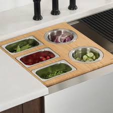 Kraus 16 75 In Workstation Kitchen Sink Composite Serving Board Set With Stainless Steel Bowls Ksc 1006bb The Home Depot In 2020 Sink Accessories Kraus Kitchen Rugs Sink