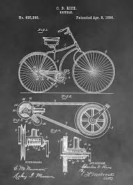 Antique Bicycle Patent Black And White By Dan Sproul In 2020 Blueprint Art Patent Art Prints Technical Drawing