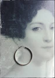 Hoops Earrings Hoop Atrio Tile Blue Portugal STAINLESS STEEL Azulejo  University of Evora Delicate 2" (5 Cm) Ships From USA Gold Tone