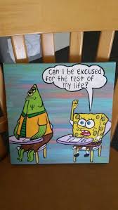 Spongebob Canvas Crafting Sorority Painting Mini Canvas Art Spongebob Painting Funny Paintings