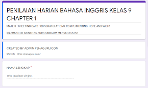 Soal ulangan harian chapter 1 bahasa inggris kelas 8. Soal Penilaian Harian Bahasa Inggris Kelas 9 Chapter 1