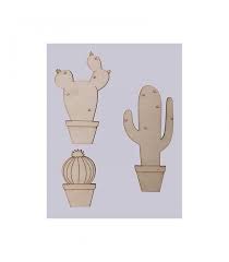 Tener un cáctus en casa es algo ideal pero corre el riesgo de secarse. Set 3 Siluetas Cactus Madera Chopo