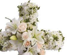 It might be a classic shape but with modern. Sympathy Cross Shape Flower Arrangement For The Service Exchange Place Florist