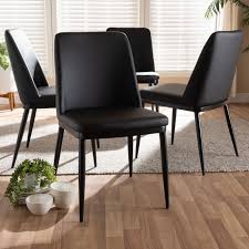 Baxton Studio Darcell Modern Contemporary Black Faux Leather Upholstered Dining Chair Set Of 4 150595 Black In 2020 Faux Leather Dining Chairs Dining Chairs Leather Dining Chairs